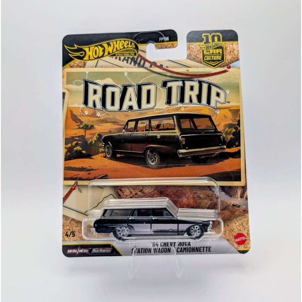 Hot Wheels Car Culture Road Trip '64 Chevy Nova Station Wagon 1:64 Real Riders